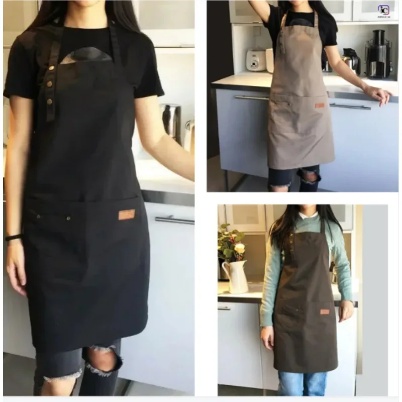 

Halter Cotton Canvas Apron Bib with Pocket Dessert Pastry Workshop Garden Dining Bar Durable Use Kitchen Aprons TMC