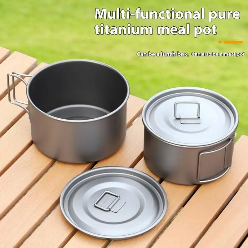 

Ergonomic Titaniums Lunch Container Jar Pot with Foldable Handle and Lid 37JD