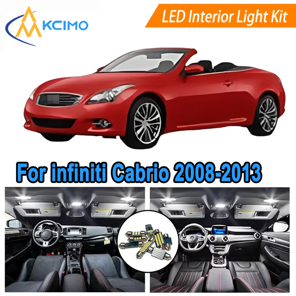

LED Interior Light Kit For infiniti G37 G37S Cabrio Convertible (2008-2013)Dome/Footwell/Map/Door Lamps Bulbs White/Blue Lights