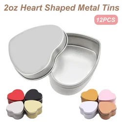 12PCS 2oz Heart Shaped Metal Tins Tinplate Empty Candy Jars Empty Refillable Aluminum Candies Cans DIY Crafts Cosmetic Container