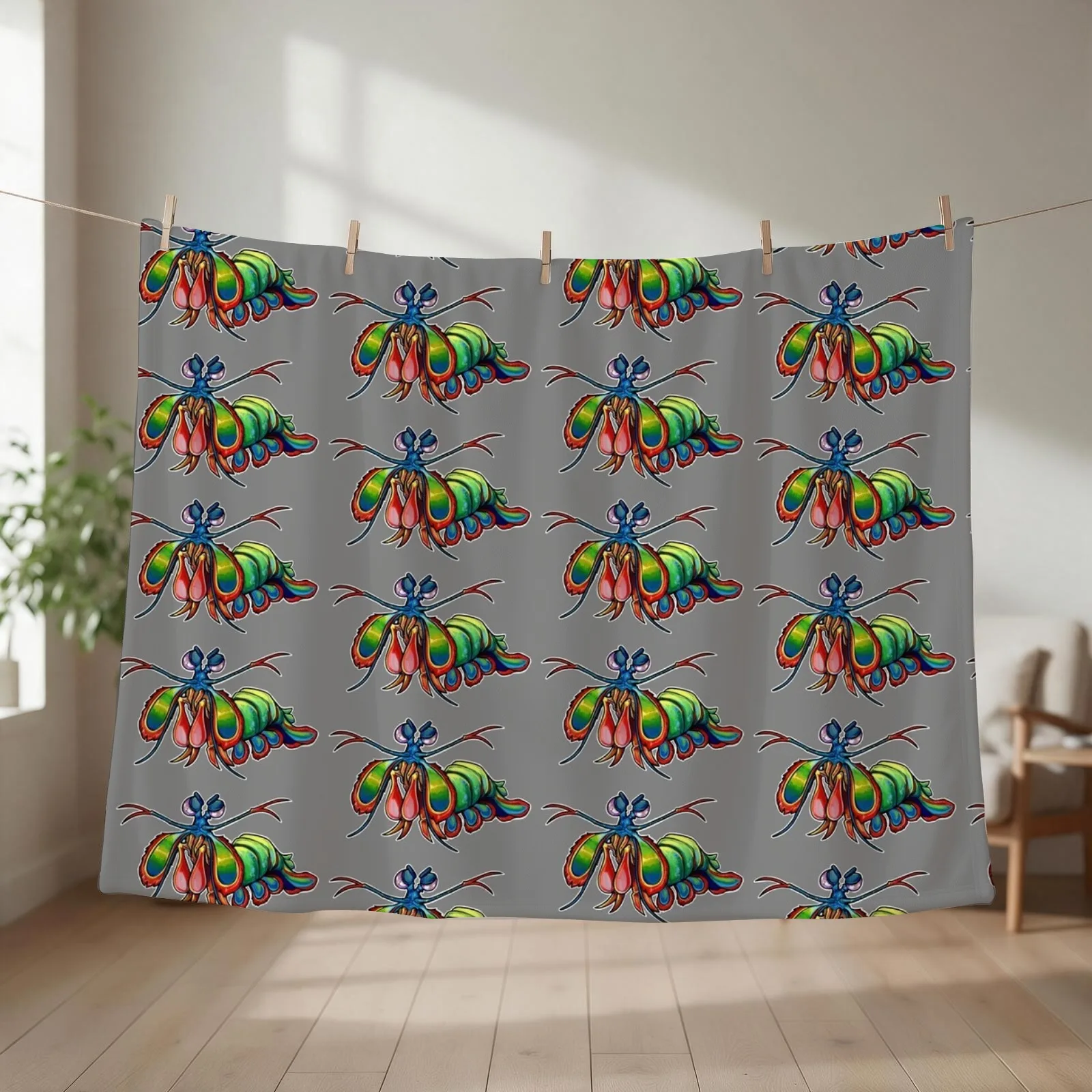 Mantis shrimp of doom Throw Blanket couch cozy soft plush fuzzy picnic outdoor blanket