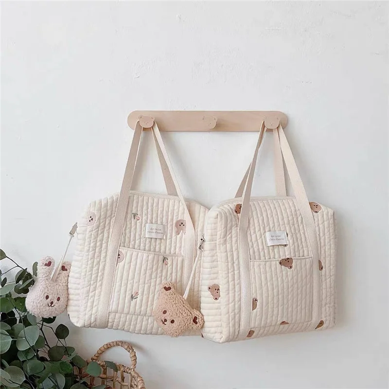 INS Nordic Style Cute Embroidered Stroller Mommy Bag Multi-functional Baby Bottle Diaper Bag Backpack Baby Maternity Bags