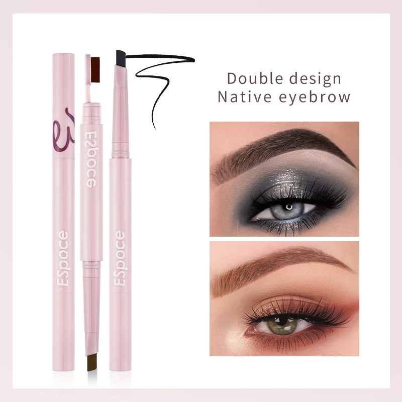 Pudaier rotation automatique double extrémité étanche longue durée crayon à sourcils maquillage café noir marron stylo à sourcils maquillage Miss femmes