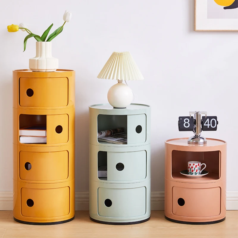 Bedroom  Round Mobile Nightstands Nordic Storage Cabinet Mini Bedside Table Storage Rack Night Table Furniture Home Accessories