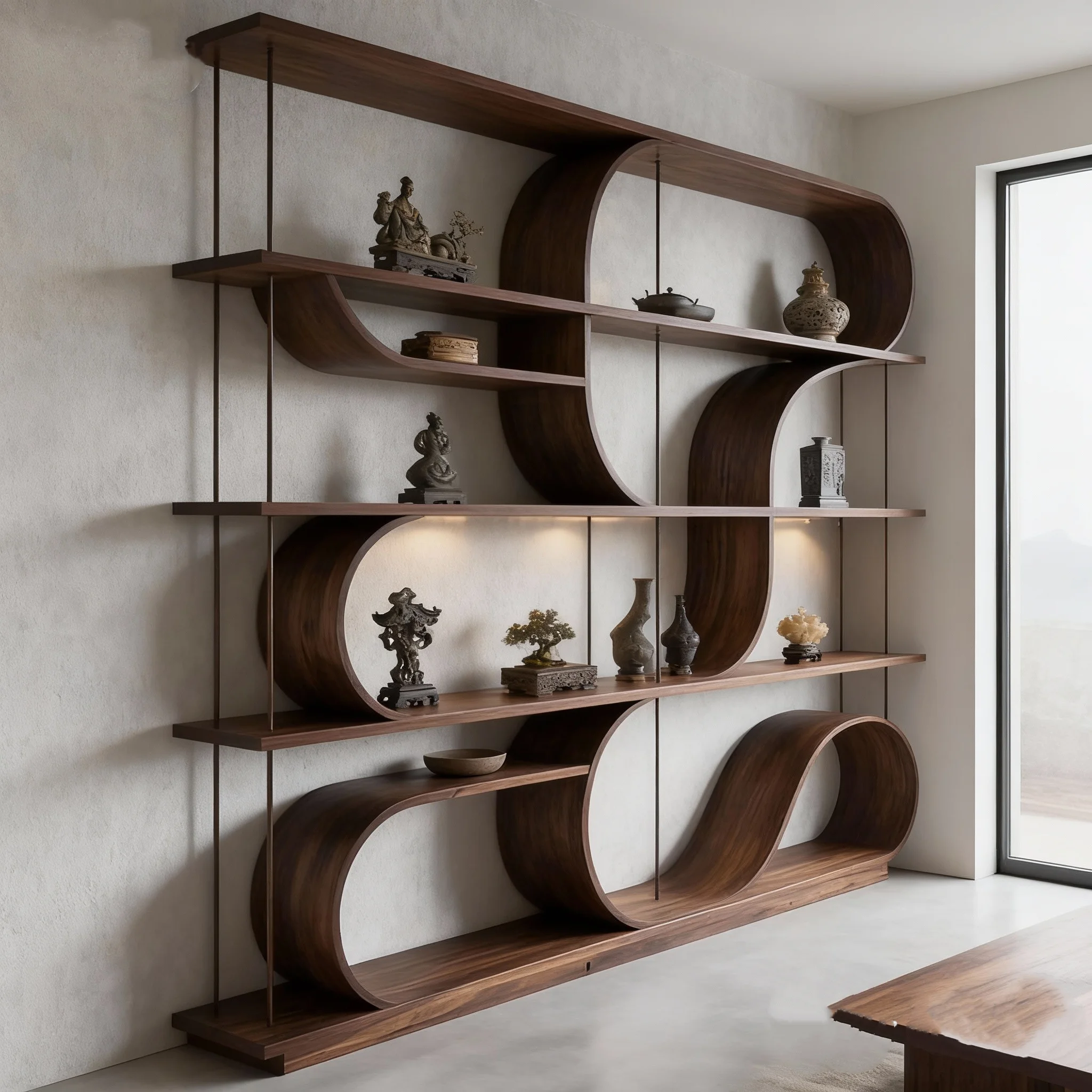Song-style office ash wood black walnut bogu shelf study hotel bed and breakfast high-end custom floor cabinet
