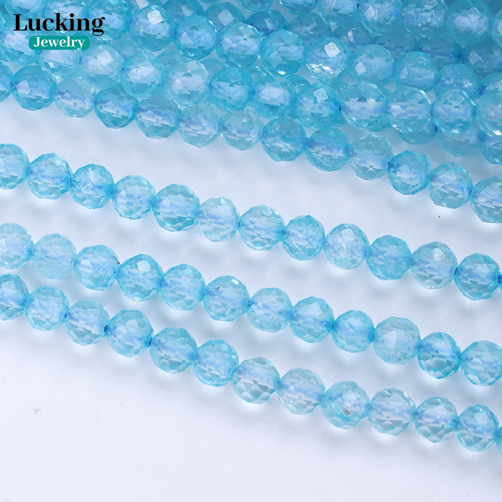 

A+ Natural 2-4mm Blue Topaz Faceted Beads for Jewelry Making DIY Chakra Bracelet Perfect Gift