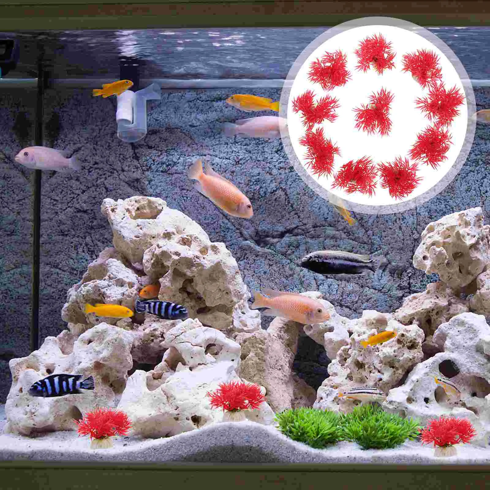 

10 Pcs Fish Tank Extra Large Aquarium Decorations Plastic Accessories Artificial Plant For