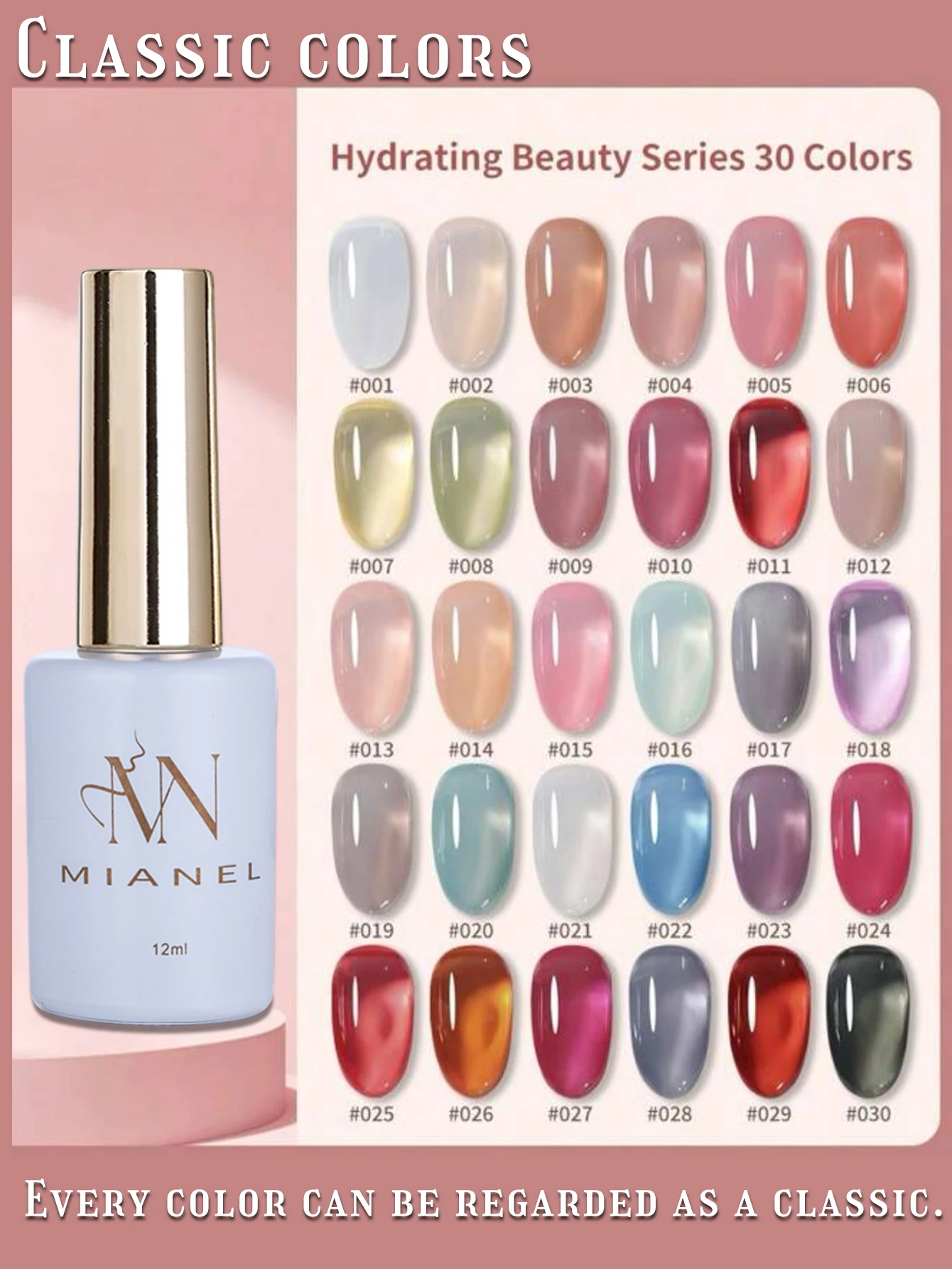 MIANEL 12ML Christmas Ice Clear Nude Jelly Gel Nagellak Set - 30 Kleuren Bestverkopende Tinten voor Roze Blauw Rood & Witte Nagels