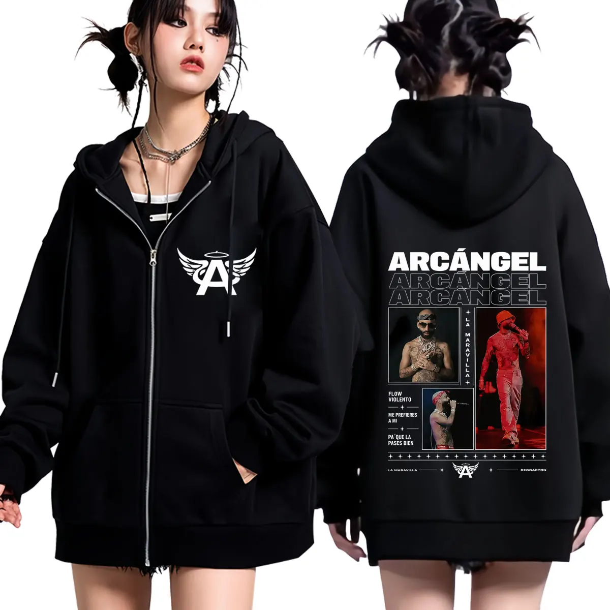 Худи на молнии Arcangel La 8va Maravilla Album 2026 Tour с принтом, унисекс, модные толстовки, свободный крой, повседневная куртка на молнии оверсайз.
