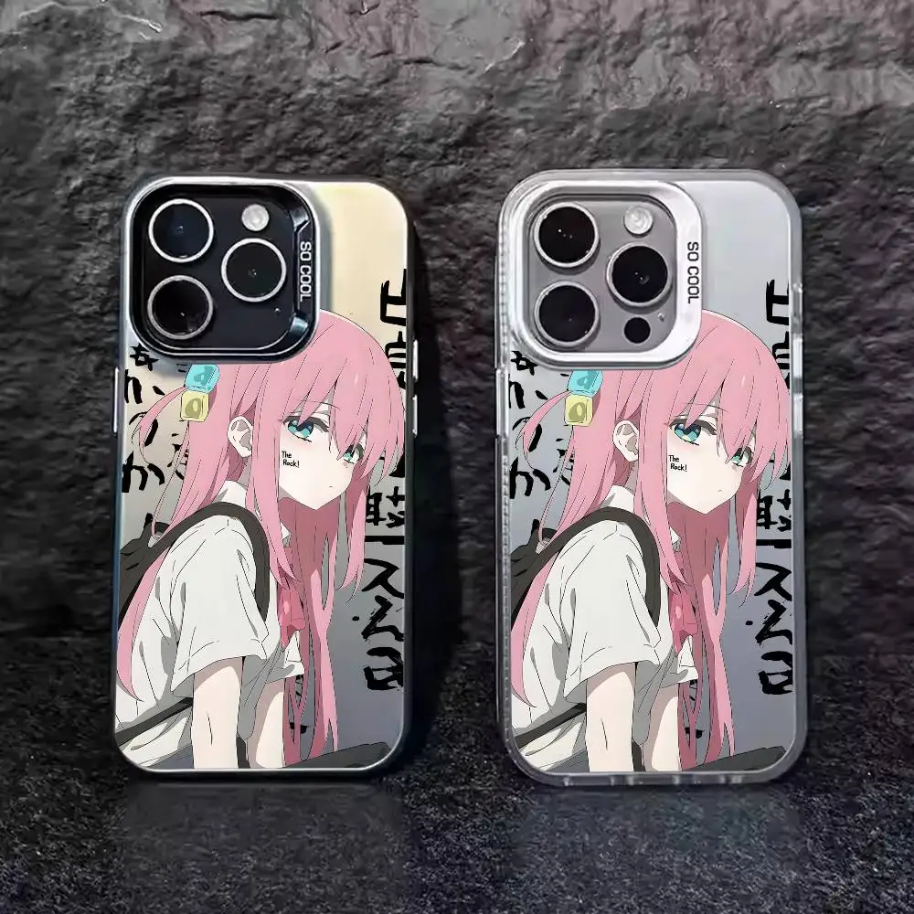1pc B-Bocchi The Rock Anime Phone Case Laser IMD Color Silver Shell For IPhone 17 16 15 14 13 12 11 Air Pro Max Plus