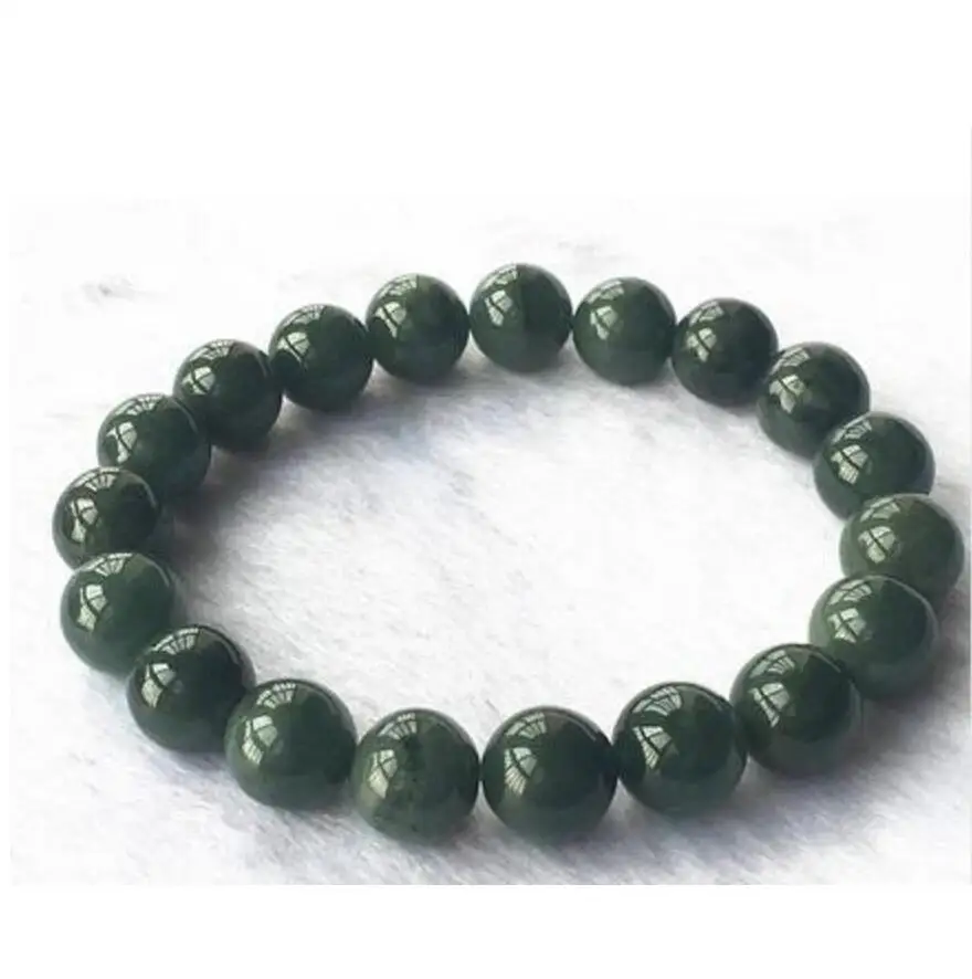 Fashion jewelry  10MM Certified Untreated Green Icy Jadeite Jade Bracelet Special offer 7.5 