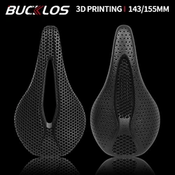 BUCKLOS 3d Saddle Carbon Fiber 3D Printed Bike Saddle 143MM 155MM Nylon CR-MO Bicycle Seat Cushion Road Mountain Bike Seat