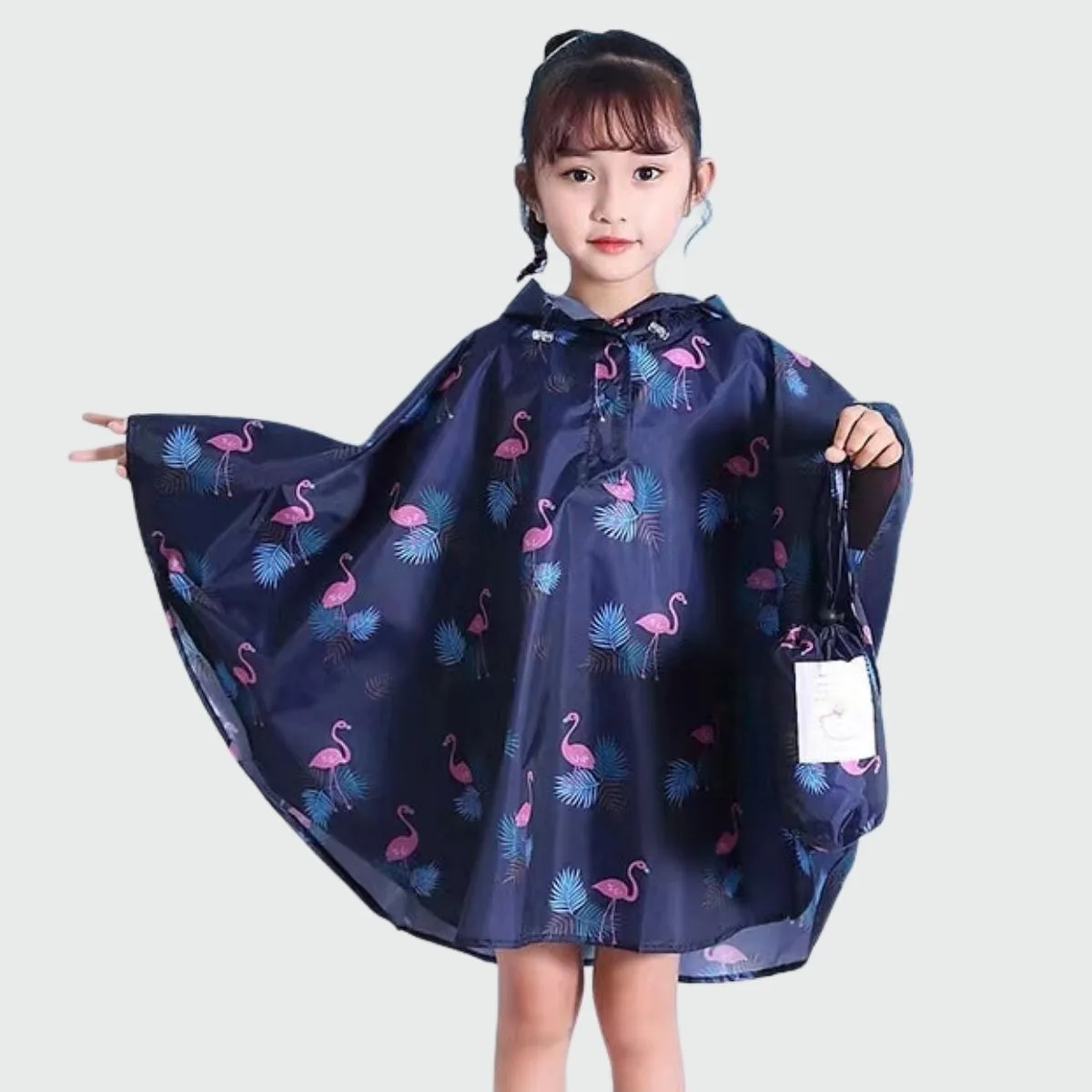 Cute Kids Rainbow Raincoat Waterproof Windproof Children Rain Jacket with Poncho Hat for Kindergarten School Student Rain Gear