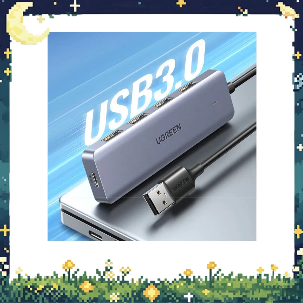 UGREEN 15917 USB 3.0 Hub 4-Port 5Gbps 0.5m Cable Type-C Power Input for Laptop Desktop Keyboard Mouse Flash Drive Hard Drive
