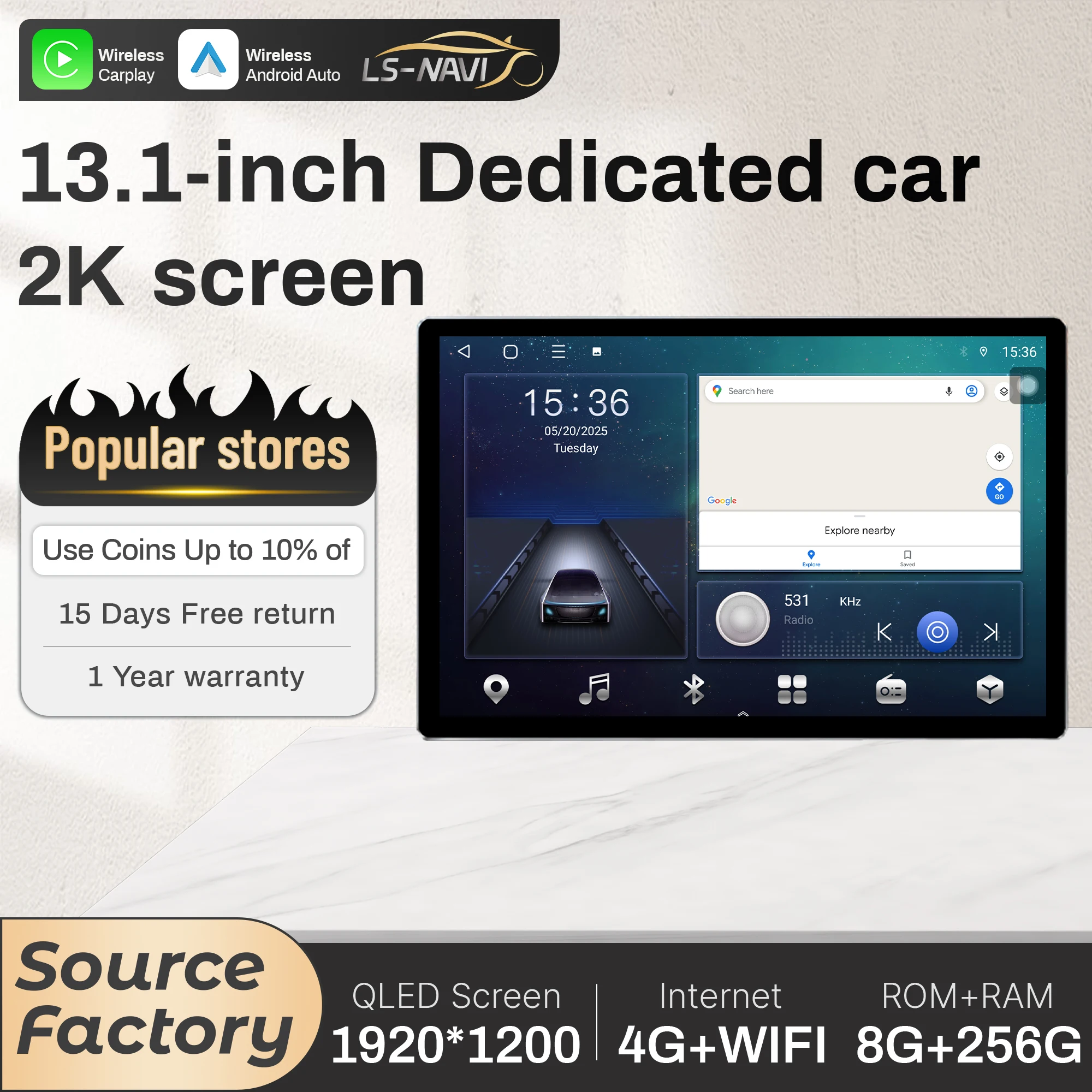 

13.1“ For Toyota RAV4 RAV 4 2020-2023 Car Radio Multimedia Navigation GPS Wireless Android CarPlay 4G QLED Screen