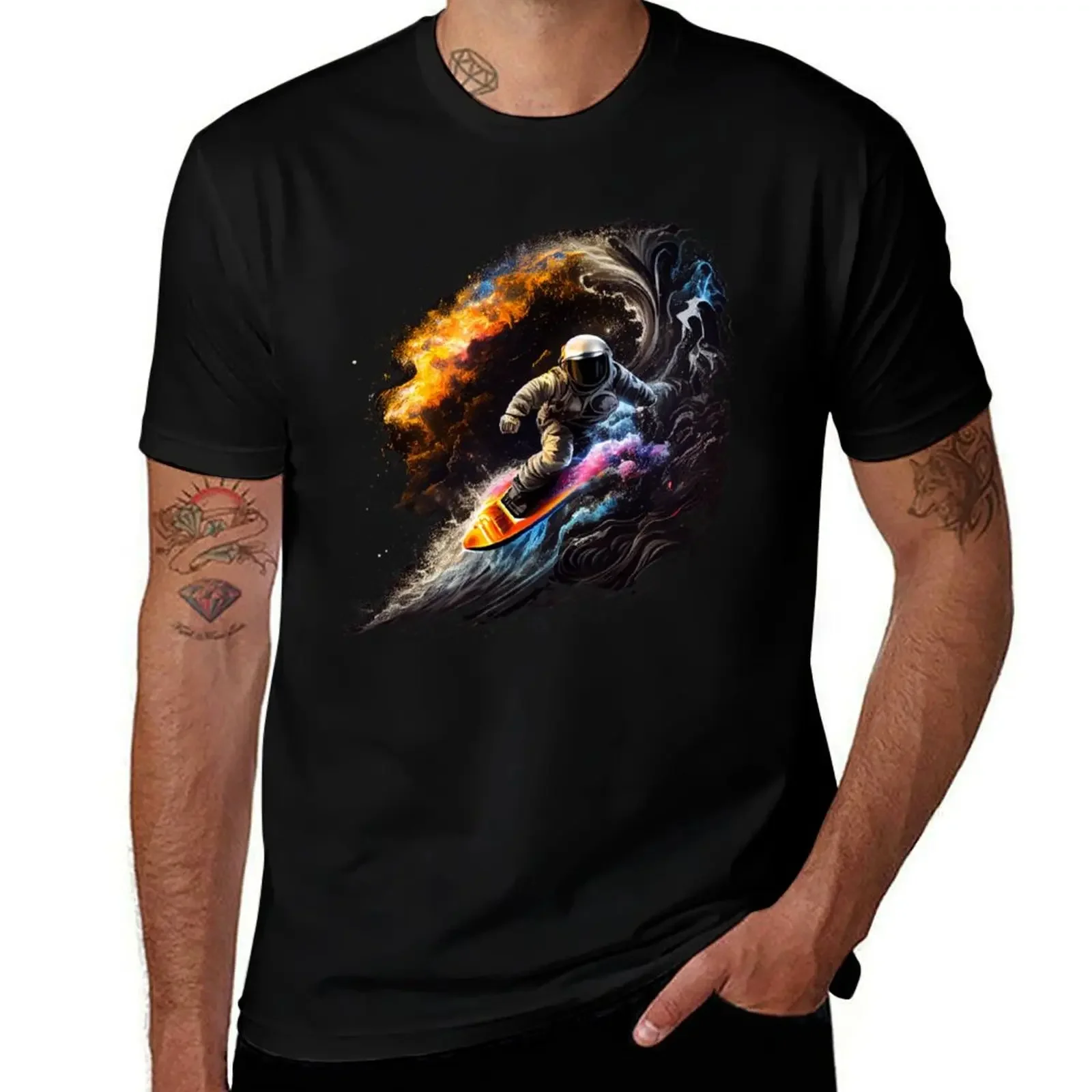 

Surfer Astronaut Rides a Rainbow Wave T-Shirt aesthetic clothes street wear anime stuff mens graphic t-shirts anime