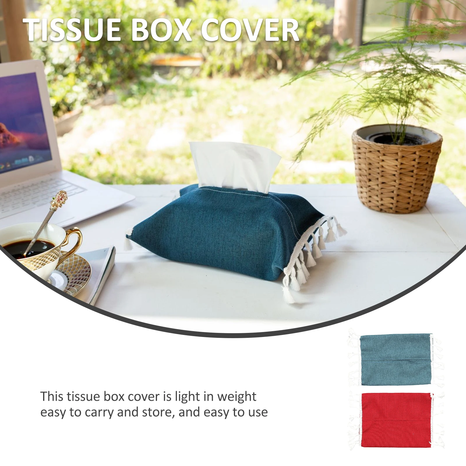 

2pcs Portable Tissue Box Cover Cotton Linen Paper Holder Storage Case Travel Bag Home Office Car Use Napkin Container