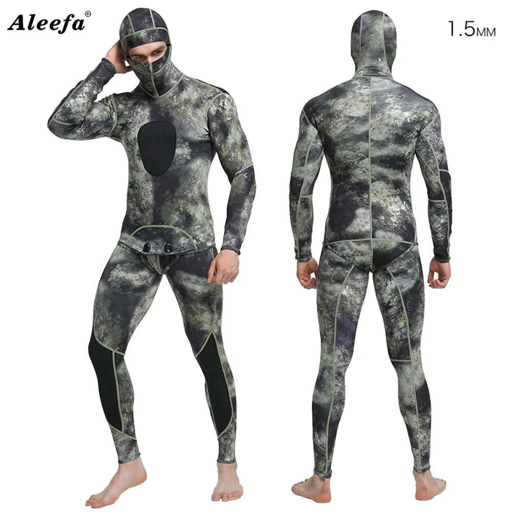 

1.5mm Neoprene rubber wetsuit Camo Diving Suit Two piece spearfishing Freediving Spearfishing Wetsuit 2 wet suit