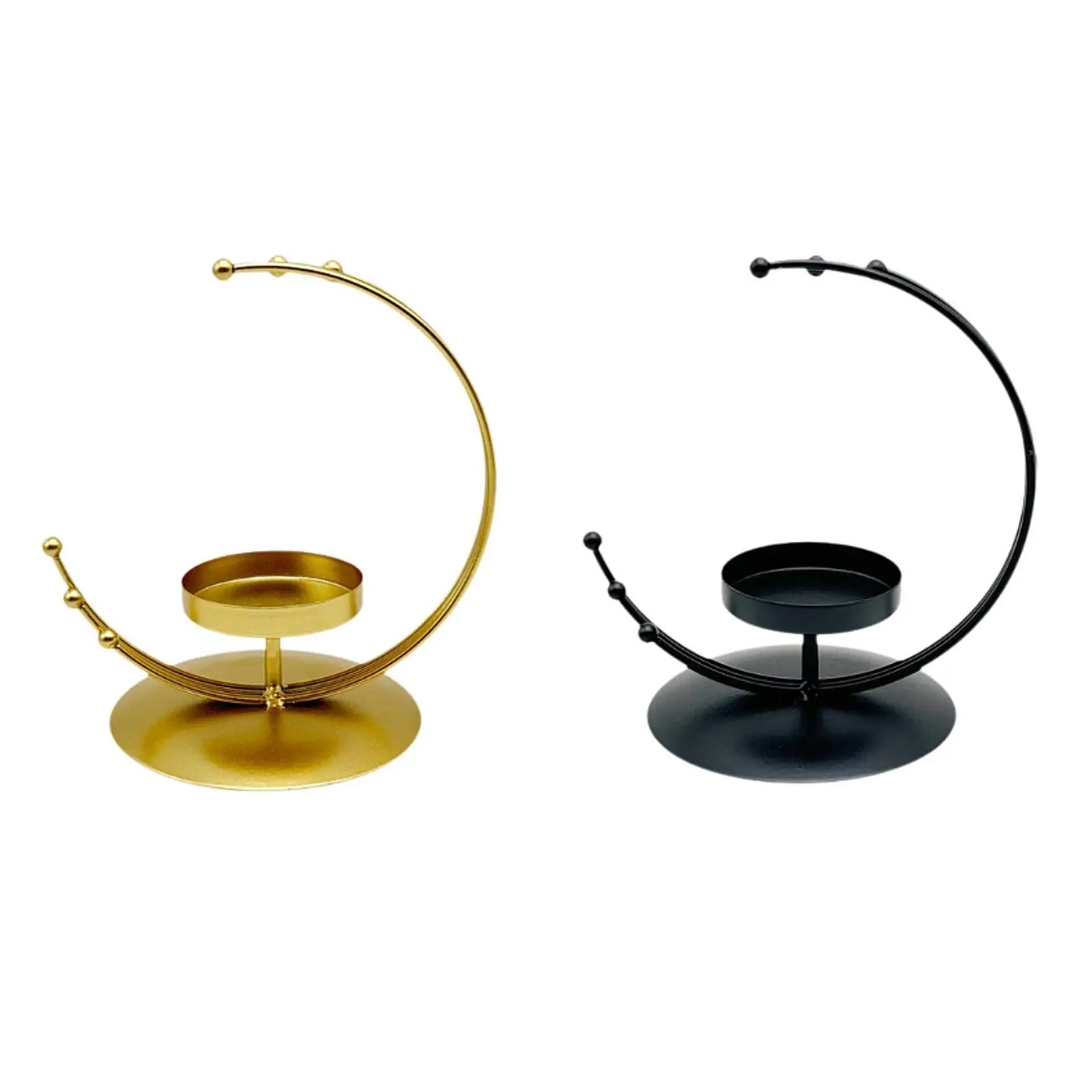 Curved Moon Candle Holder Art Craft for Bathroom Holiday Wedding Reception