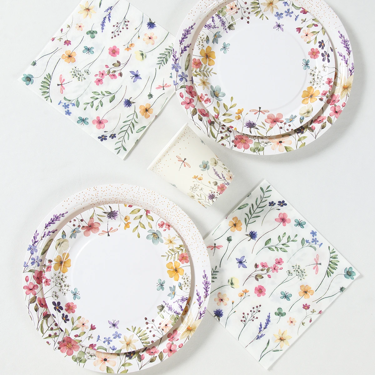 Wild Flowers Theme Disposable Cutlery Tableware Plates Cups Girls Birthday Wedding Party Decoration Garden Tea Party Supplies