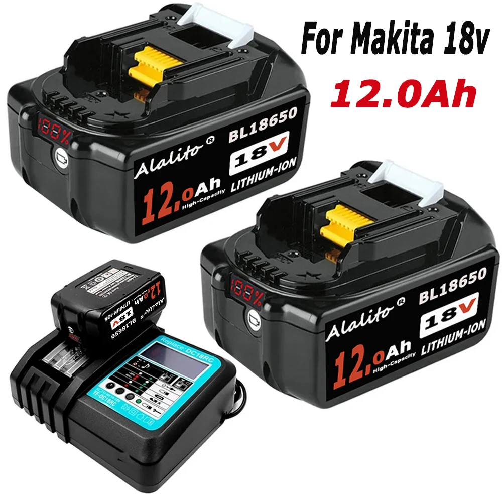 Batería recargable con pantalla LED para Makita, Pila de Iones de litio de 18V, 12000mAh, 12Ah, BL1840, BL1850, BL1830, novedad