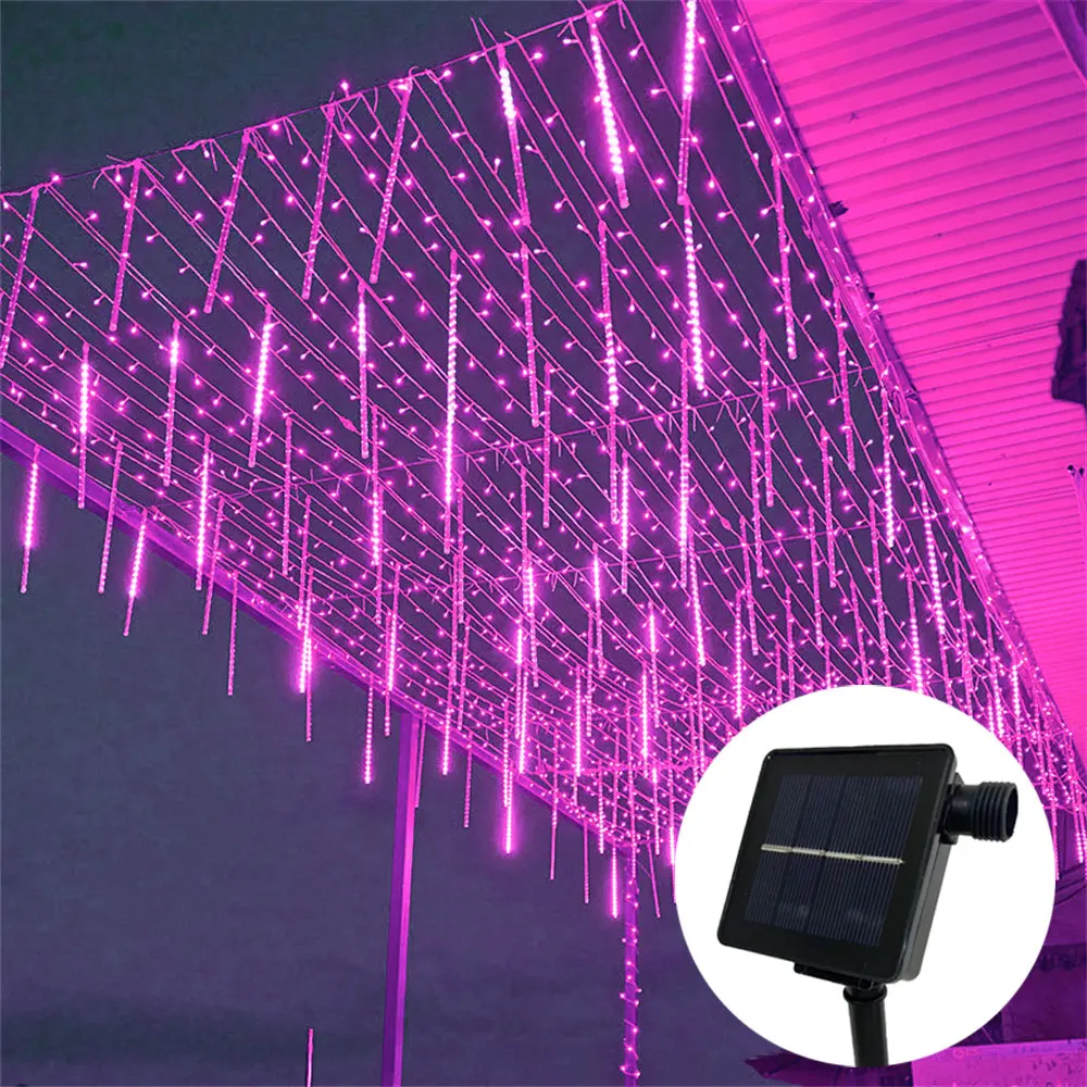 

Светодиодная гирлянда-метеорит на солнечных батареях 30/50 см, имитирующая падающие капли дождя, для свадеб, Дня святого Валентина, Рамадана, наружного декора