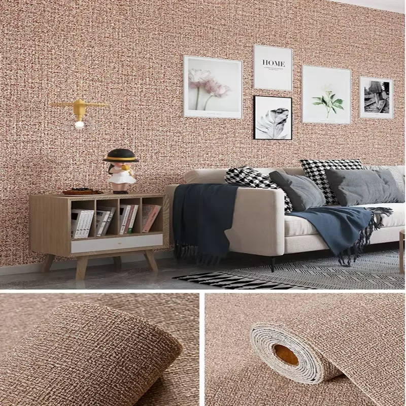 50cmX2.8/10m Linnen 3D Schuim zelfklevend PVC Effen Kleur Verdikte Waterdichte Achtergrond Muur Renovatie behang Muurstickers