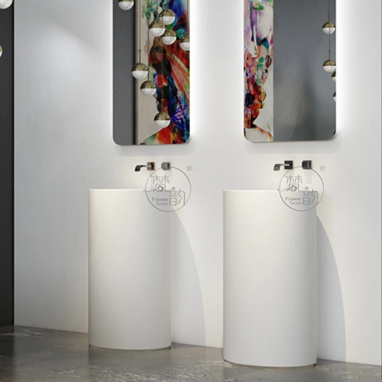 Artificial Stone Resin Stone  Pedestal Basin Wholesales Factory Stand Sink Price