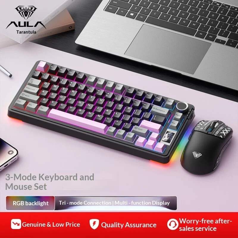 Aula 75Pro Tri Mode Wireless Mechanical Keyboard 80 Keys Custom Gaming Office Keyboard Mouse Combo