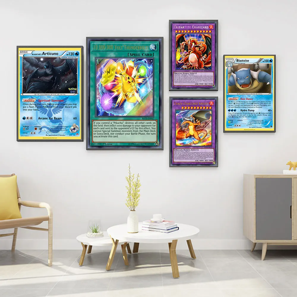 Posters Anime Pokemon Peripherals Art Introduction to Card Properties Canvas Painting Blastoise Charizard Picture Mural Decorate