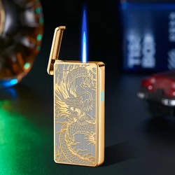 Intelligent Voice-activated Windproof Flame Lighter Airflow Gravity Sensing Knock Ignition Visual Gas Window Men Gadget