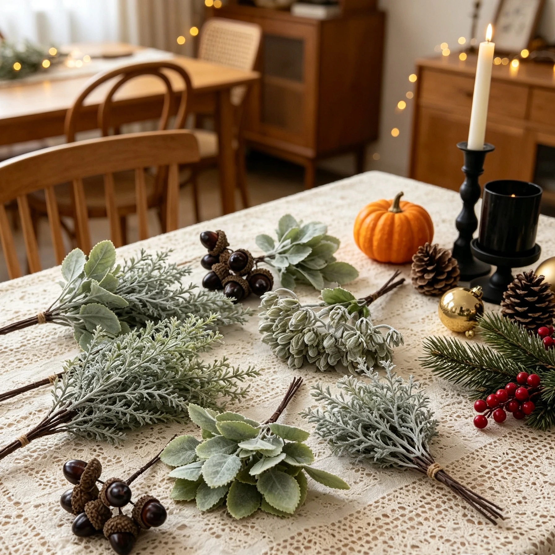 6/12pcs Artificial Plants Flowers Wreath Vase Home Room Decora Christmas Party Scrapbook Diy Gifts Box Plastic Cheap Accessories