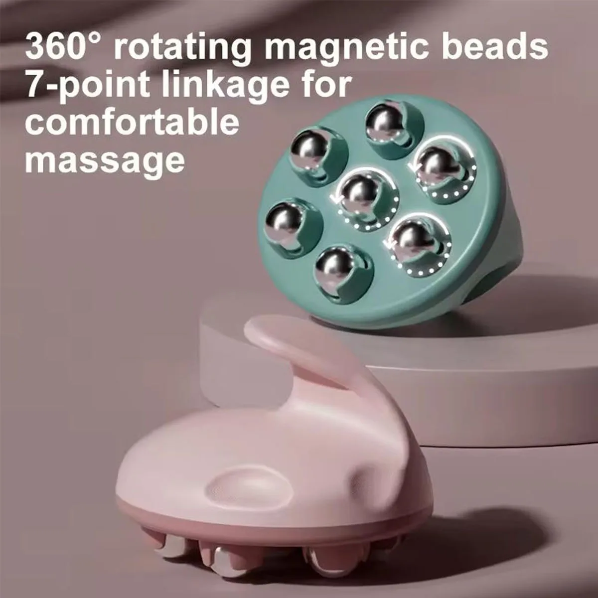 Rolo de Massagem com Sete Bolas, Relaxante Muscular Multiuso para Abdômen, Braços, Ombros, Cintura e Coxas, Massageador Ergonômico Portátil
