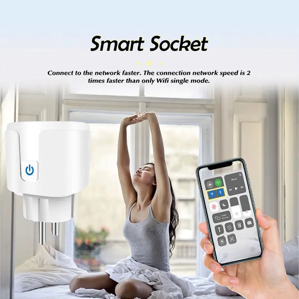 20A Wifi EU Smart Socket APP Phone And Voice Control With Power Monitoring for Google Home Tools Timing Function Voice Plug O2C1