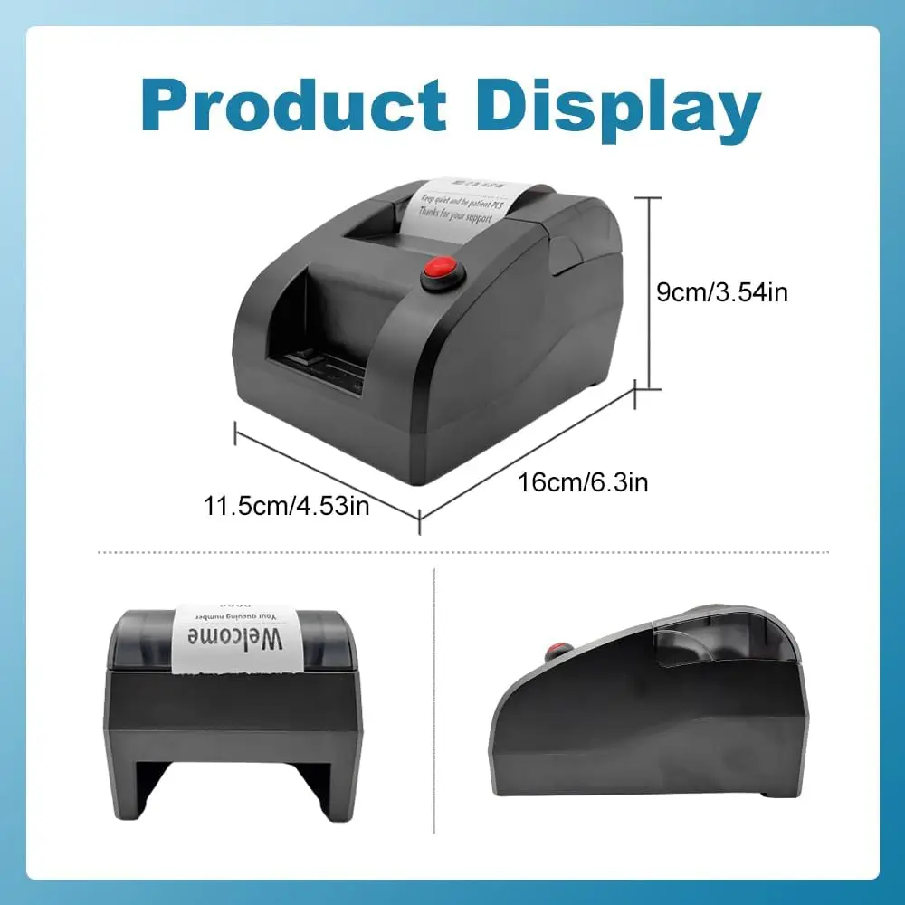58mm Receipt Ticket Thermal Printer Can Edit Print Text Via PC Take a Number Show Waiting Number Portable Receipt Printer