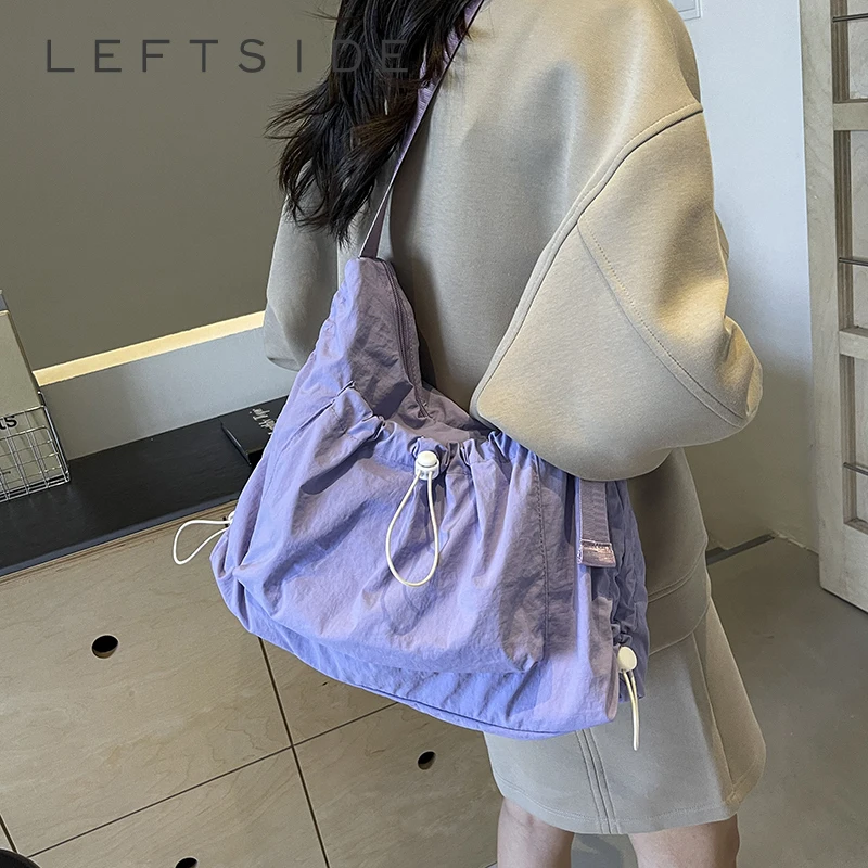 

LEFTSIDE Soft Cloth Zipper Design Big Shoulder Bag for Women 2024 Trend Korean Fashion Y2K Handbags and Pures Crossbody Bags