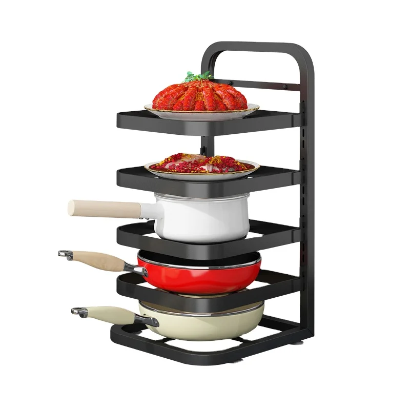 

Tabletop Corner Metal Rotating Layered Storage Rack Lid Holder Pot Rack House-use Kitchen Organizer Storage Shelf