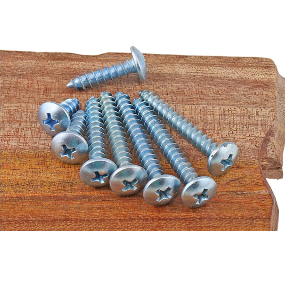 20/30/50/100/200pcs M3M4M5M6 304 Stainless Steel Cross Mushroom Head Wood Screws Phillips Recessed Large Flat Head Self-Tapping