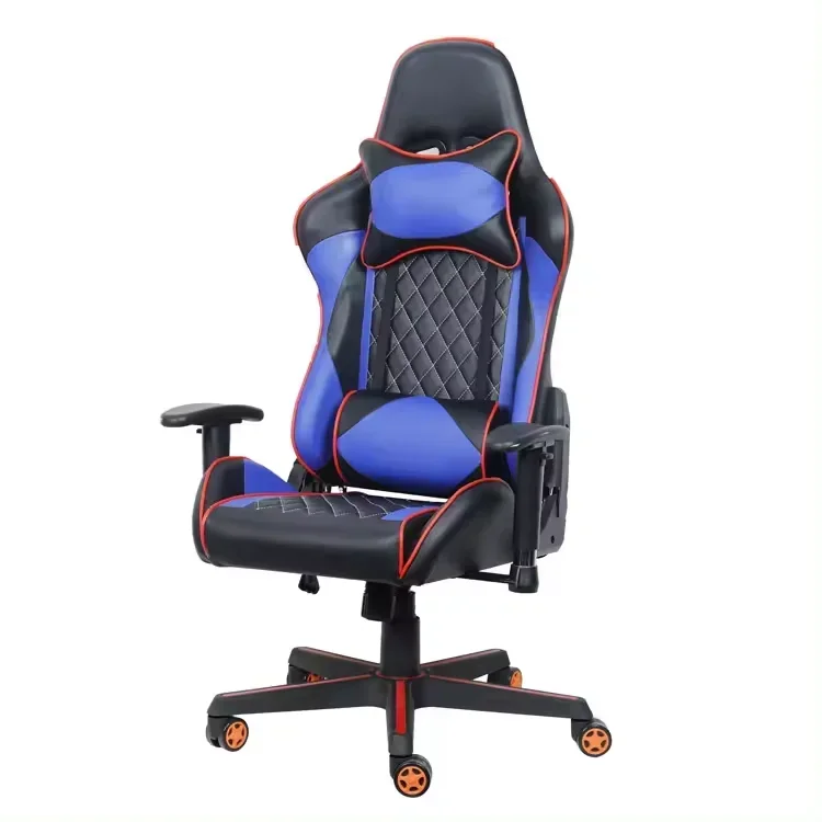 Chair Cheaper Racer Sport Gaming Chair with Lumbar Footrest Colorful RGB Led Black Racing Gamer Chair Blue