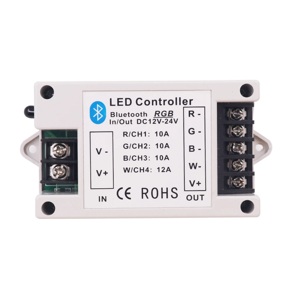DC 12-24V Wireless Bluetooth RGBW/RGBWW LED Strip Dimmer Controller With 24 Key IR Remote Control