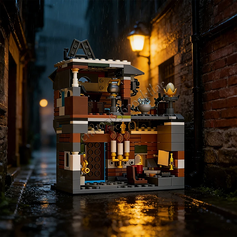 

251 деталь MOC: Модель двухуровневой мастерской из серии знаменитых фильмов, конструктор-головоломка, креативная сборка, подарок для детей