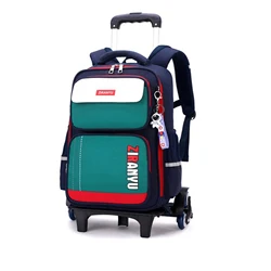 School Bag With Wheels Rolling Backpack for Kids Wheeled School Bag 6 Wheels Trolley Bookbag Carry on Luggage with Lunch Bag