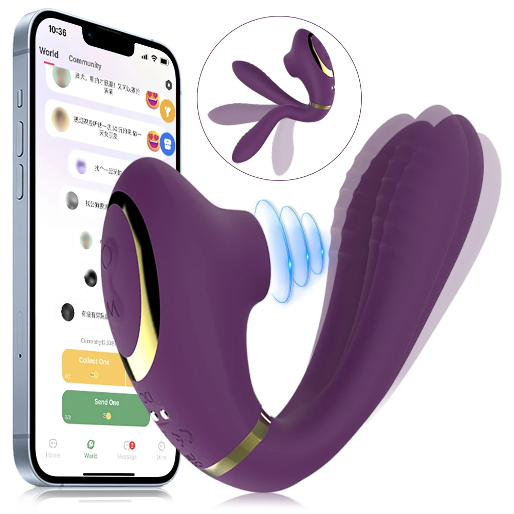 

Wearable Clitoral Sucking Vibrator APP Controlled 10 Speeds Double Vibrating Sex Toys Vagina Nipple Oral Vacuum Clit Stimulator