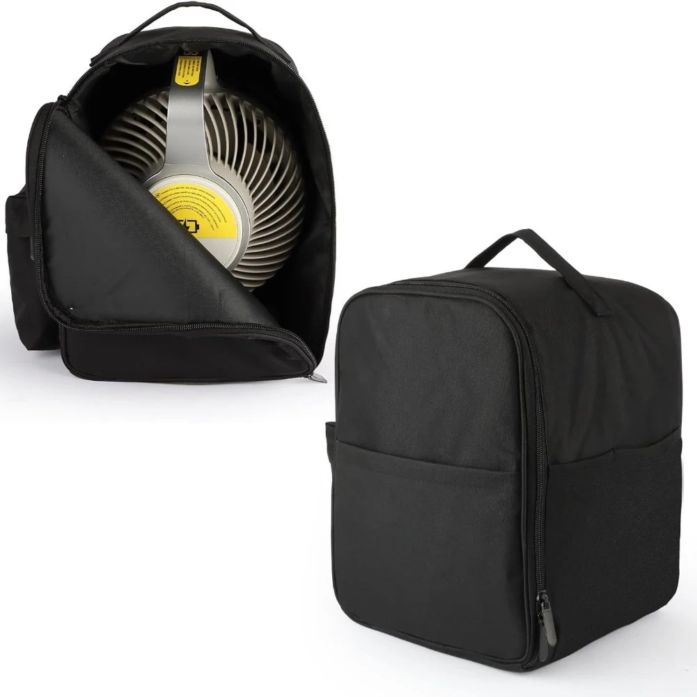 Black Oxford Cloth Carrying Case For Shark Flexbreeze Fan FA05X With Pockets For Travel Camping Outdoor Storage Bag