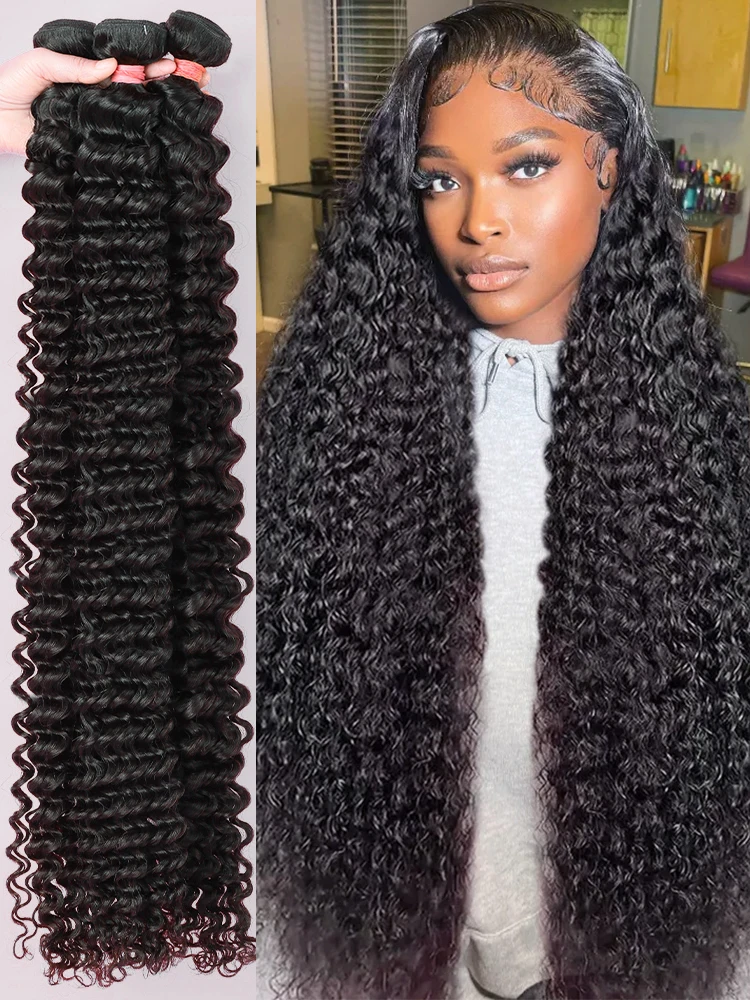 Brazilian Virgin Hair Deep Wave Bundles 100% Human Hair Unprocessed Brazilian Human Hair Deep Curly Bundles Hair