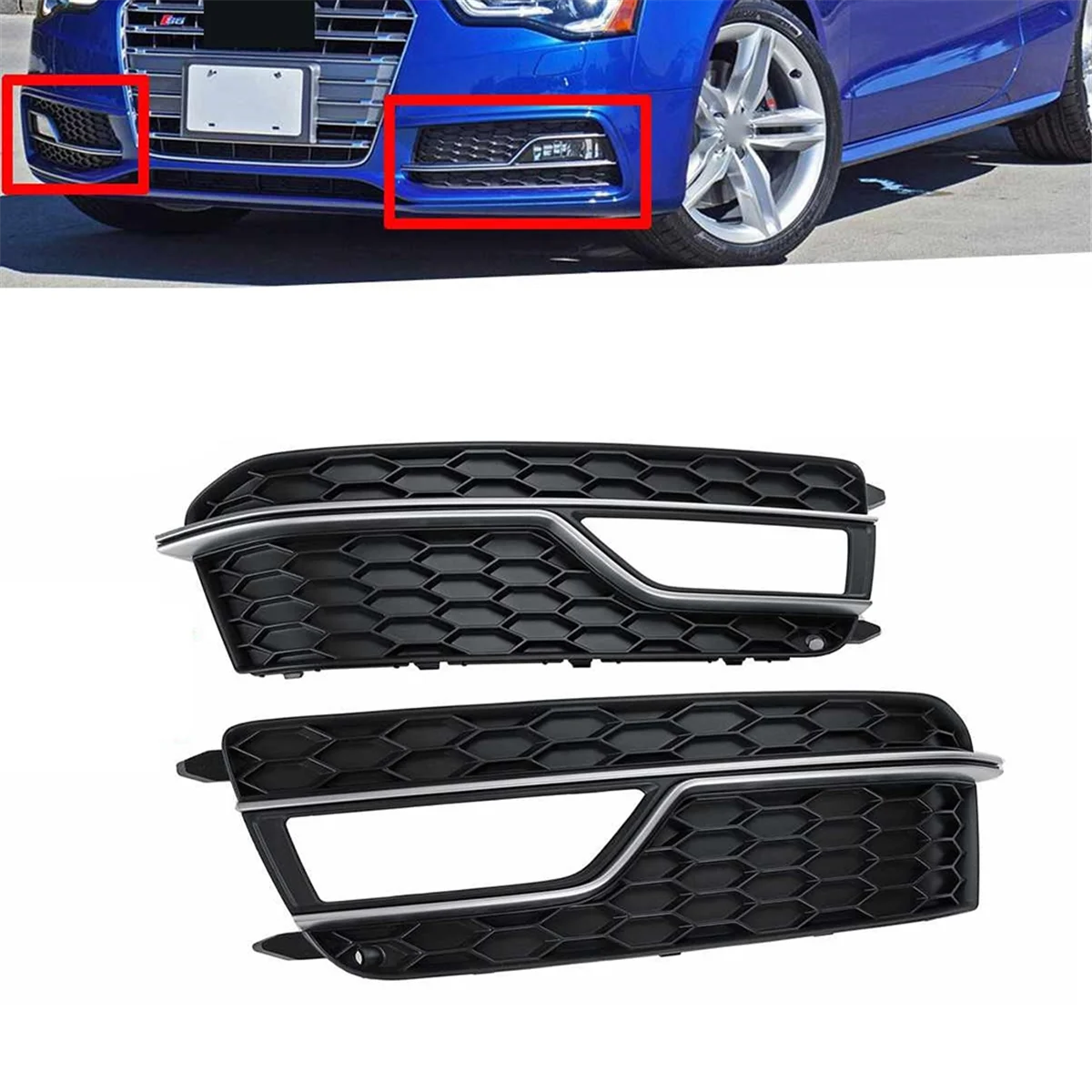 Right Front Bumper Fog Light Grill Cover Fog Lamp Lower Grille for Audi A5 S-Line S5 2013-2016 8T0807681