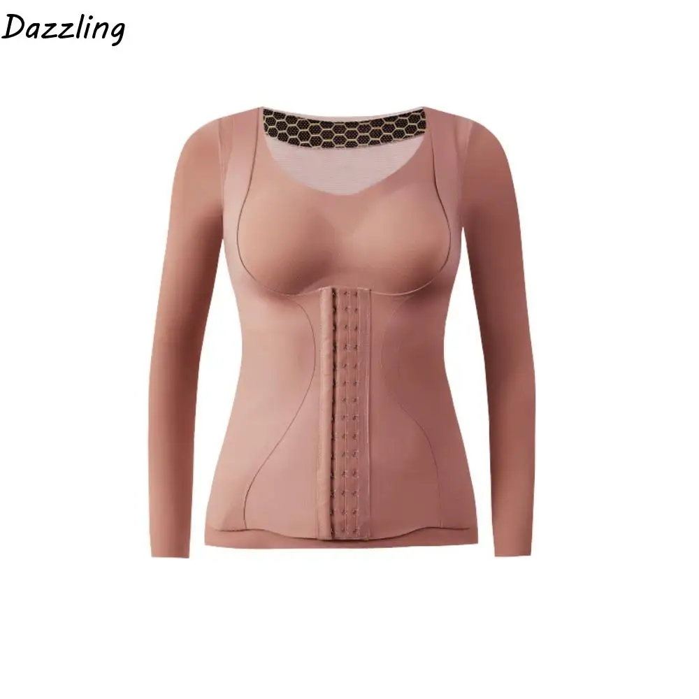 

Slimming Thermal Shapewear Long Sleeves Body Shapers Thermal Underwear Women Velvet Belly Contracting Tummy Control Top Ladies