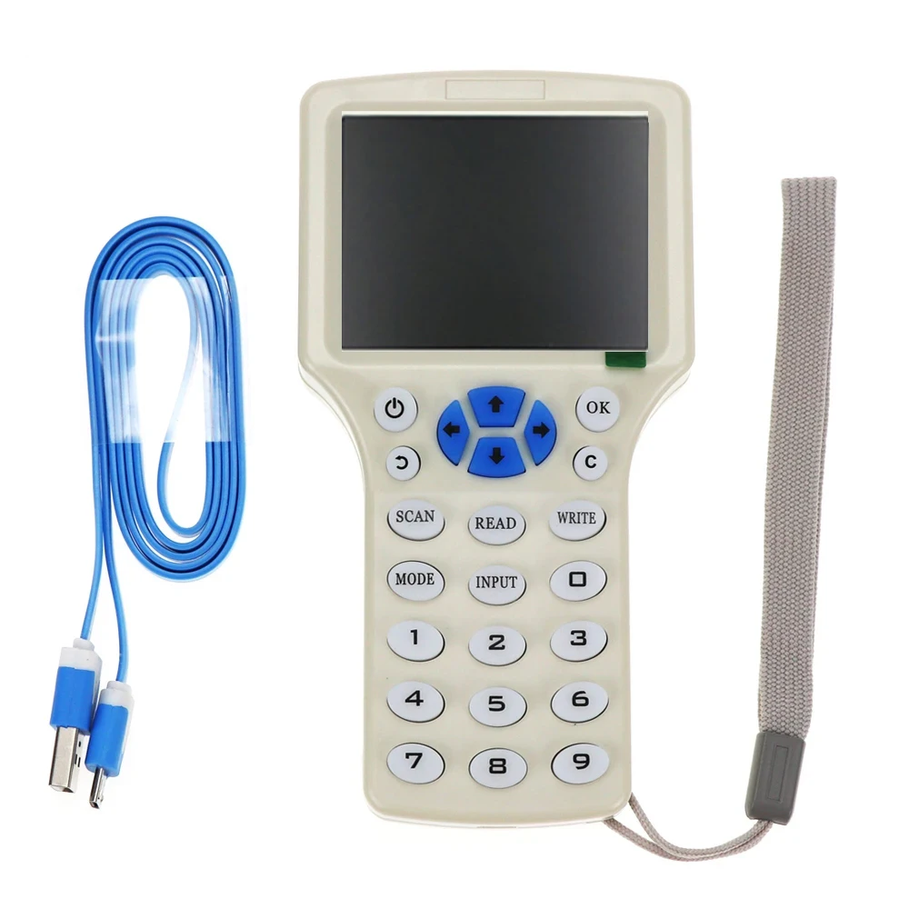 10 Frequency NFC Smart Card Reader Writer Duplicator 125K 13.56MHz RFID Copier USB Fob Programmer Copy Encrypted Key Replicator