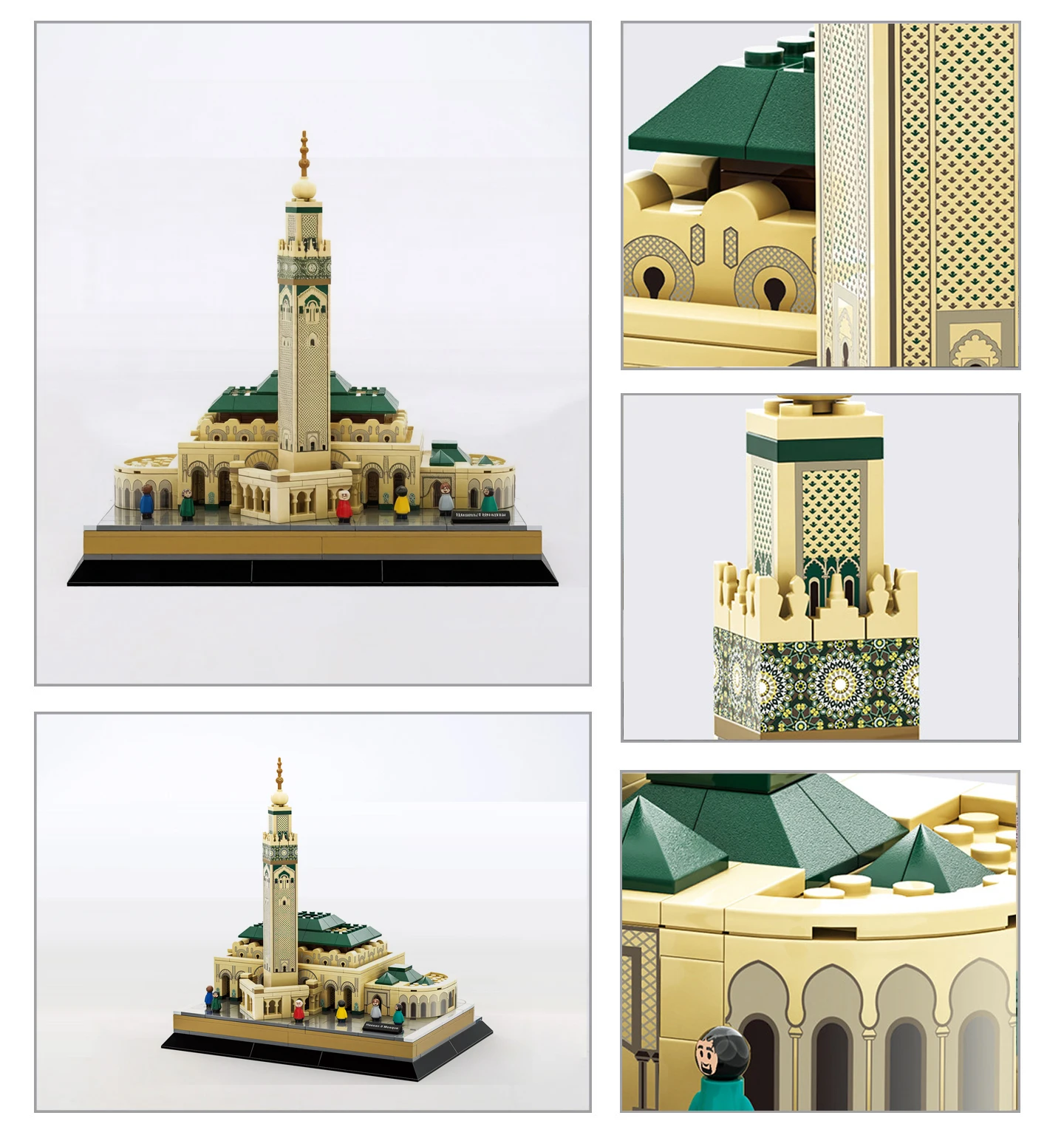 Casablanca Architektur Ziegelstein Hassan II Moschee Kreatives Baustein-Modell Bausatz Spielzeug Sammlerstück als Geschenk – Detail 5