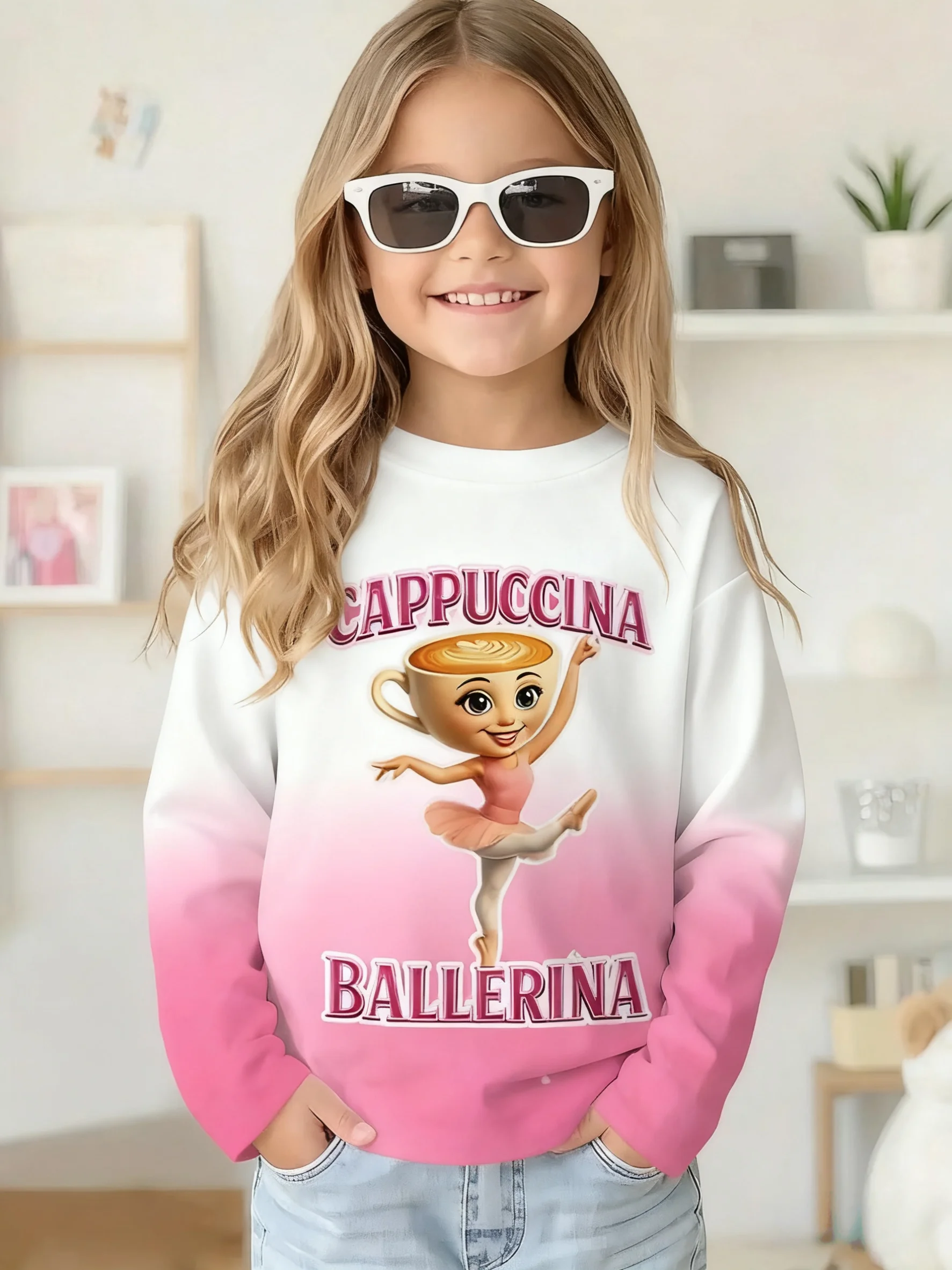 

Italian Brainrot Long Sleeve T-Shirt for Children Spring and Autumn Cotton Shirt for Boys Girls Cartoon Tops 3-14t Kids' T-Shirt